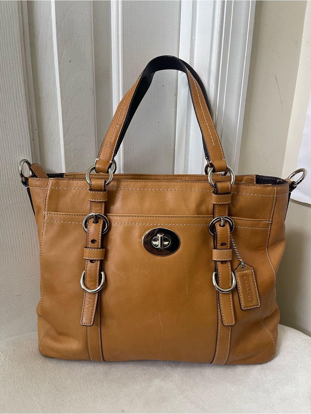 Coach Chelsea Cognac Leather Turnlock Tote